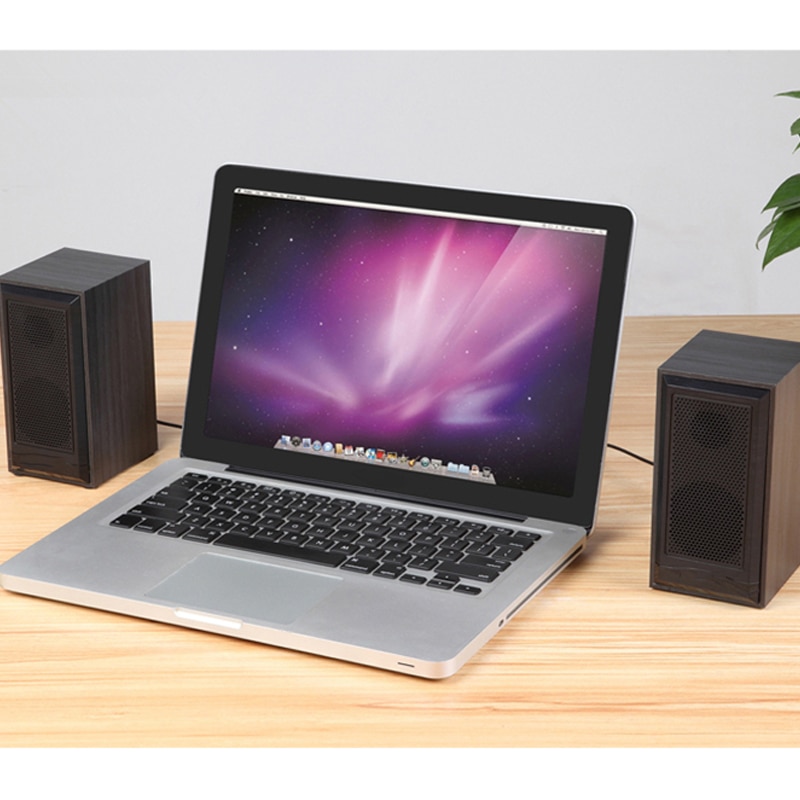Wooden Computer Speakers Natural Wood Enclosure Desktop Speaker USB Powered Surround Laptop Speaker Wood Multimedia Loudspeakers