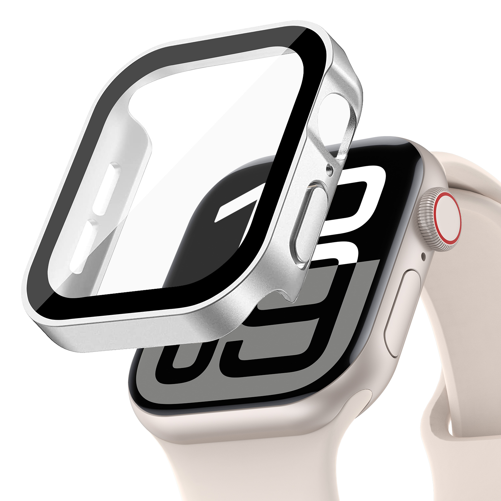 Waterproof Case for Apple Watch 10 46mm 42mm Accessories Straight Edge Screen Protector glass+Cover iWatch series 10 46 mm 42 mm: PaleVioletRed / 2 - 3.9 Inches