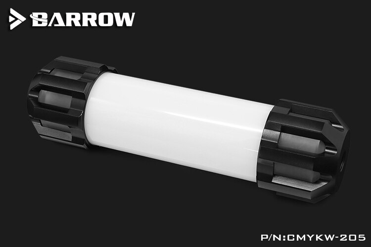 Barrow 155 /205 /255mm x 50mm dobbelt helix t-virus cylindrisk vandkølet kølevæsketank a-rgb lyssystem pmma + aluminiumsafdækning: Sort 205mm
