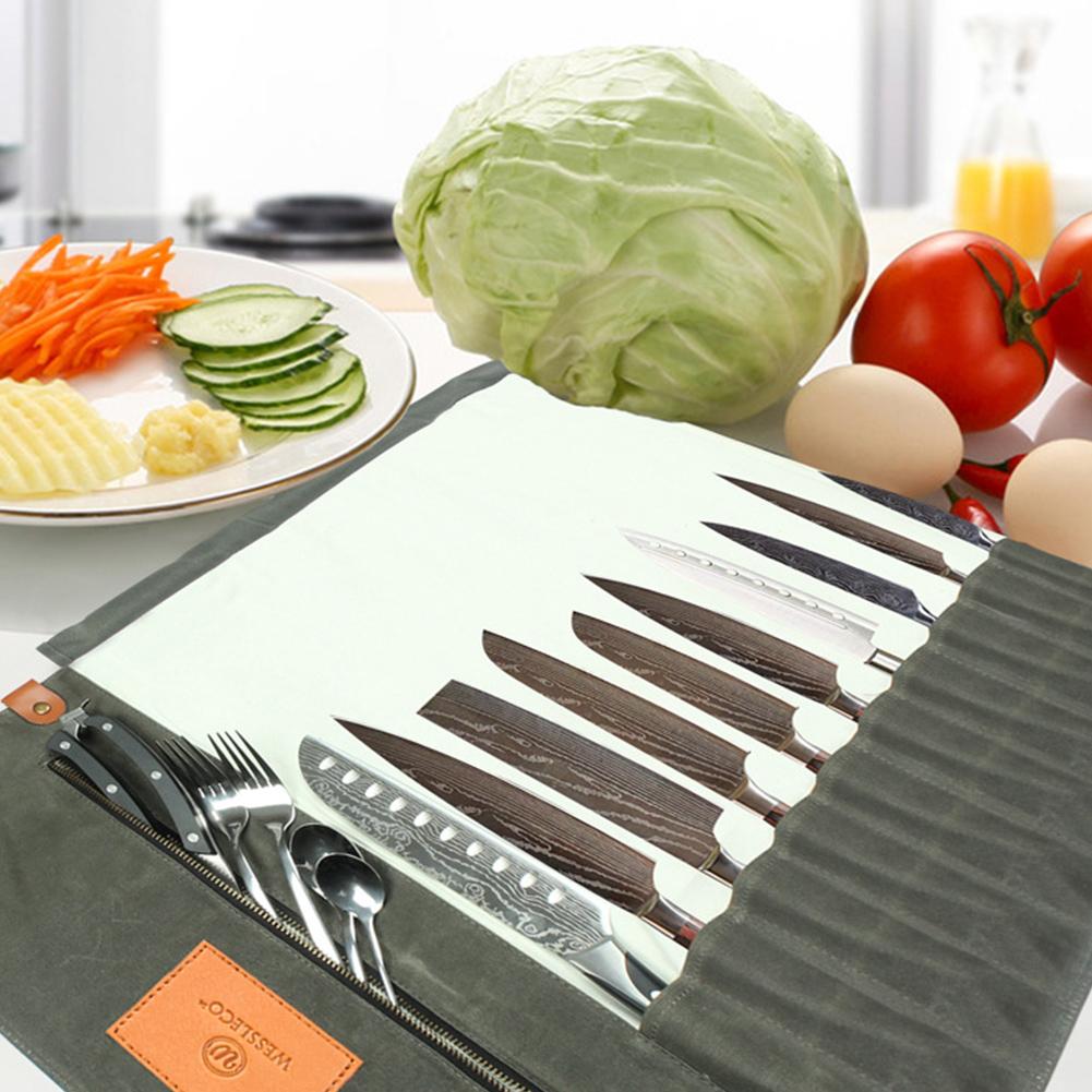 Outdoor camping chef cutter roltas waterdicht canvas grote westerse voedselsnijder opbergzakken servies voor picknick bento