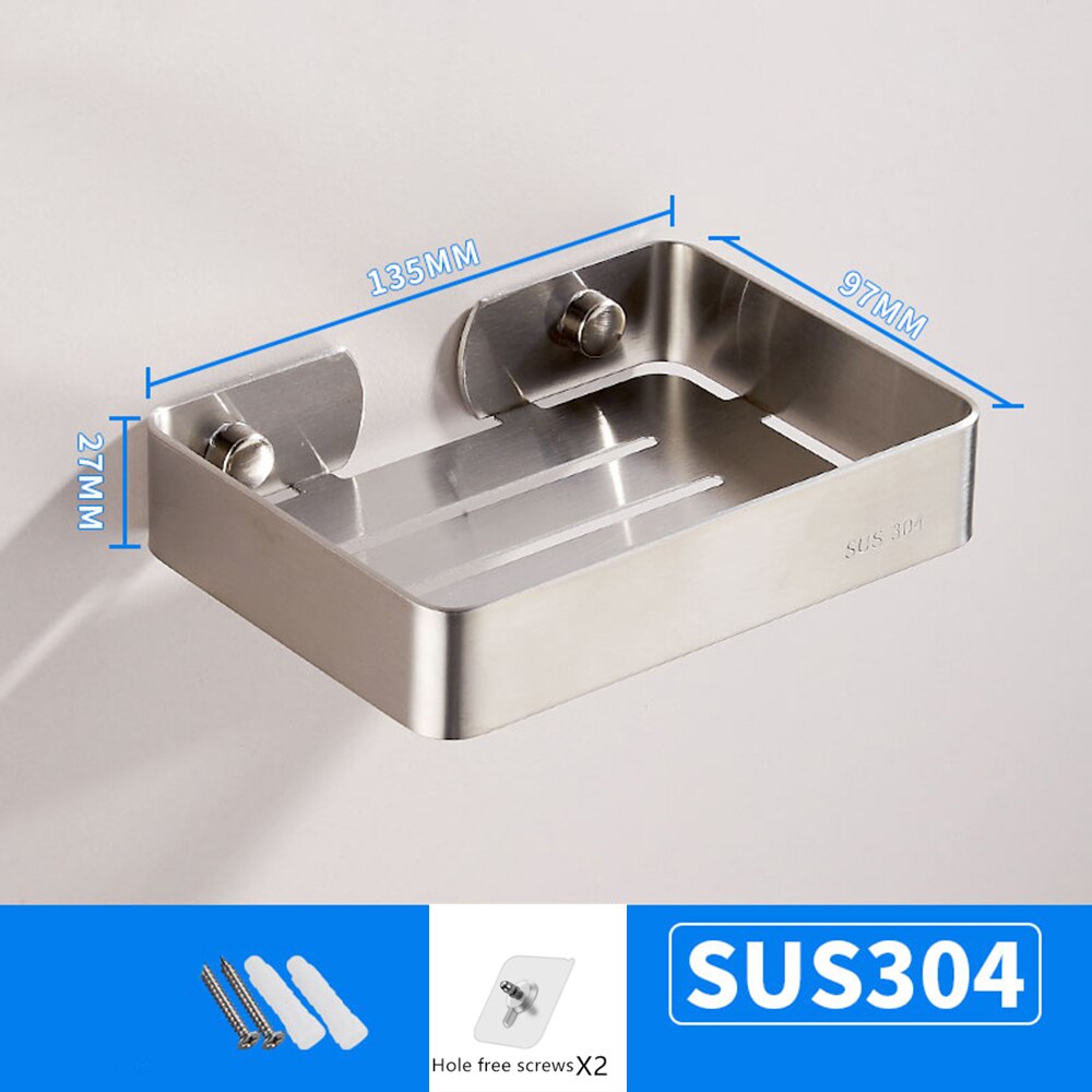 Stainless Steel Soap Dish Bathroom Storage Soap Rack Plate Box Container Wall Storage Rack Holder: 593ORIGINAL