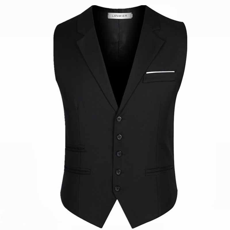 Plus Größe 4XL 5XL 6XL Herren Anzug Westen Einreiher Britischen Klassischen Blazer Nacken Kleid Weste Leisuer Herren Westen: Schwarz / XXXL