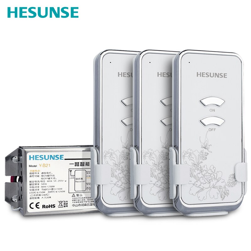 Y-B21 CE RoHS 1Ch RF Digital Wireless Remote Switch 220V 110V With Remote Control ON OFF Wifi Shap Button Ar: Y-B21 3N1 / 220(Turn on)