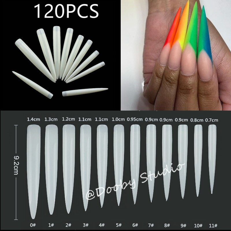Faux Ongles transparents en acrylique, 200 pièces, Capsule cercueil, affichage artificiel, Nail Art, pointe artificielle: Nature-120pcs-P3-2