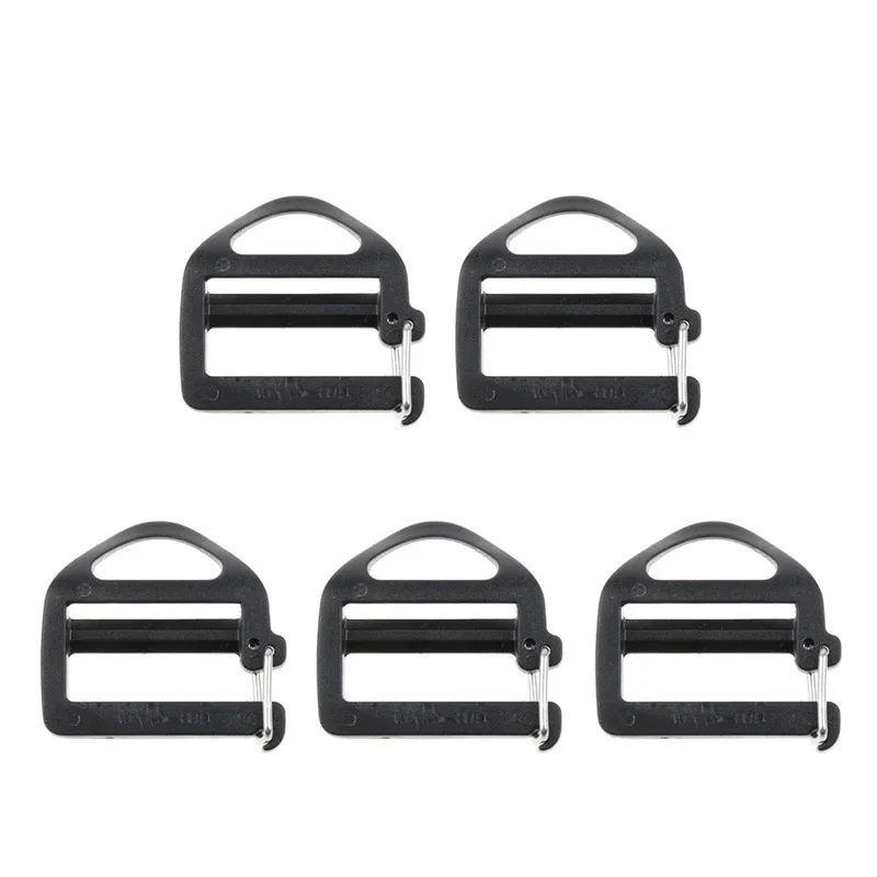 5 Pack Ladder Lock Slider Backpack with Fastener Webbing Buckle for Clothing Belt 2cm Outdoor Camping Hiking Accessories