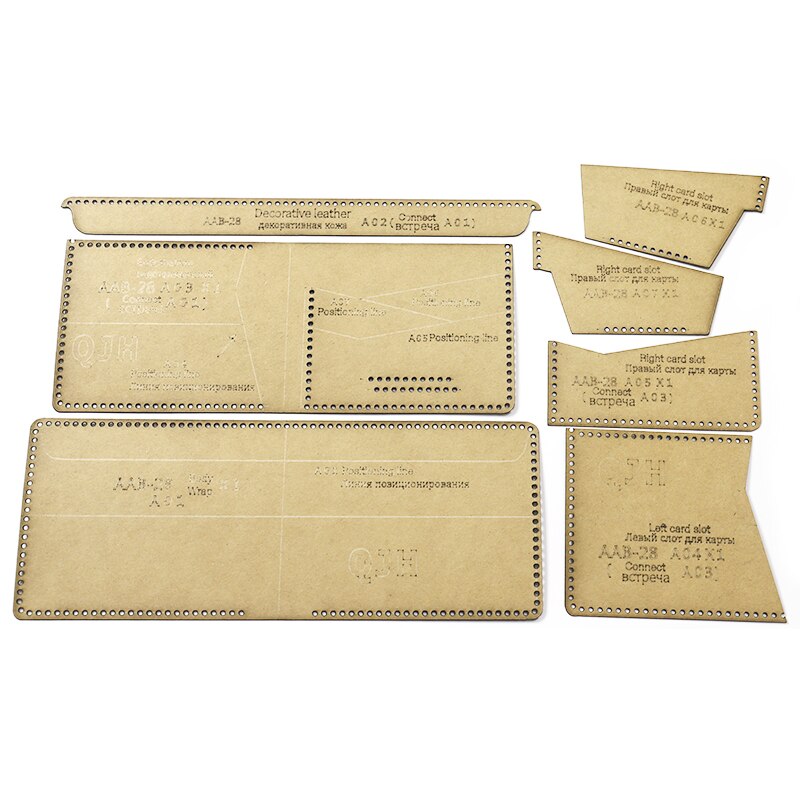 1Set DIY Kraft Paper Template Men and Women Short Wallet Leather Craft Pattern DIY Stencil Sewing Pattern 9.5*11.5cm