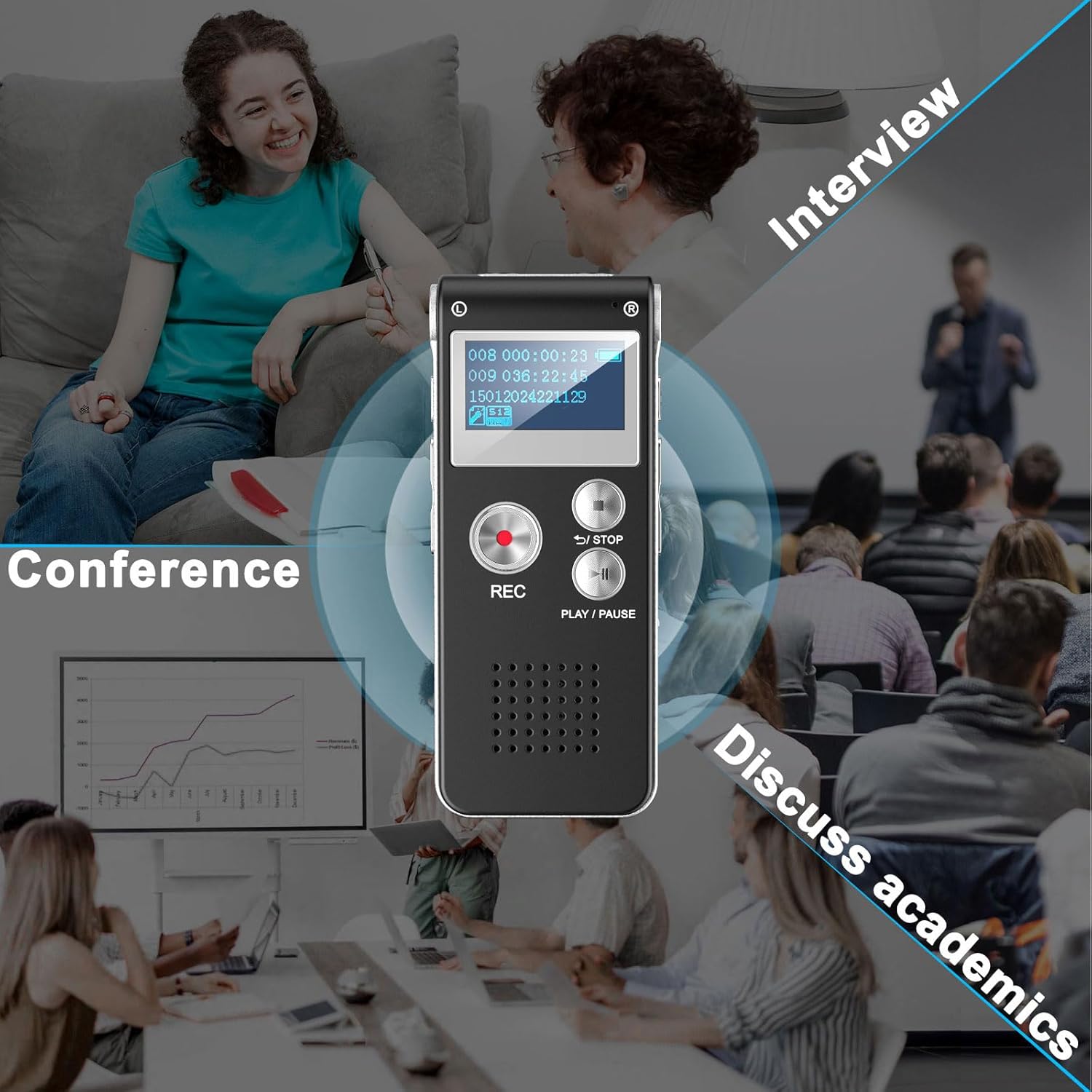 and user-friendly digital recorder, supporting up to 1536kbps. Mini recorder upgraded to MP3 and USB, with playback functi