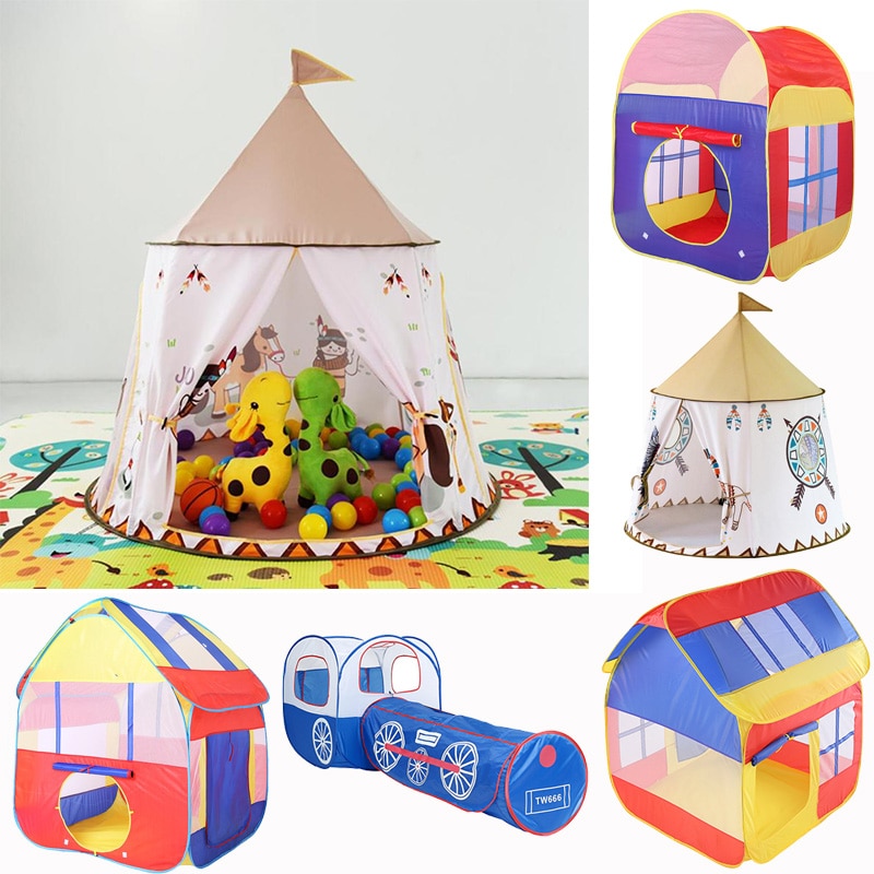 La Tenda del capretto Casa Portatile Castello Della Principessa 123*116 centimetri Regalo Appendere la Bandiera Dei Bambini Teepee Tenda Tenda del Gioco Di Compleanno Di Natale regalo