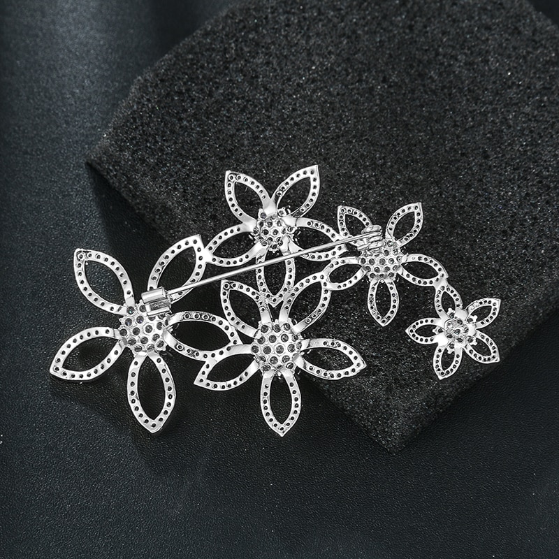 WEIMANJINGDIAN Shinning Cubic Zirconia CZ Crystal Micro-pave Flowers Brooch Pins for Women or Wedding