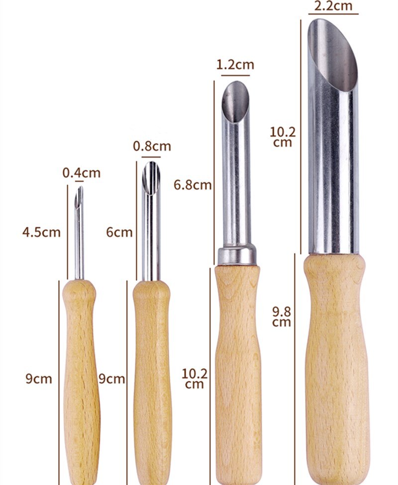 4 stück von keramik Locher edelstahl holzgriff Locher boden bohren keramik schlamm runde punsch keramik werkzeuge: Ursprünglich Titel