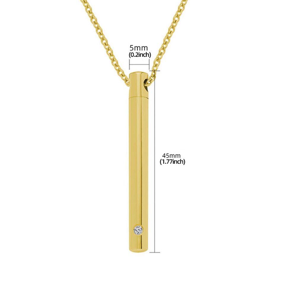 Unisex Rvs Sieraden Huisdier Cilinder Kristal Gedenktekens Schroef Open Crematie Urn Ketting Hanger Ash Case Houder: Golden