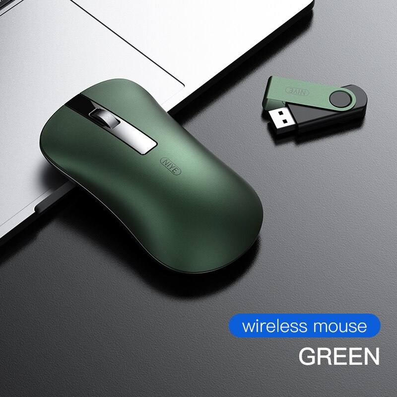 2.4Ghz Draadloze Muis Computer Usb Bluetooth Dpi Gaming Office Stille Muis Oplaadbare Muizen Ergonomische Voor Macbook Laptop Pc: Green