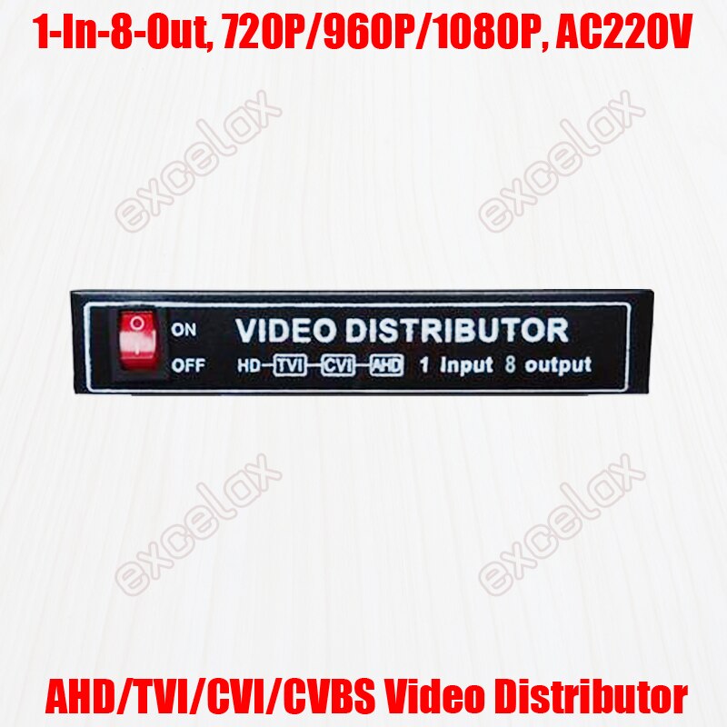 Ac220v 1 in 8 ud ahd bnc-stik ahd videodistributør 1-8ch videosplitter til analog hd cctv sikkerhedskamerasystem