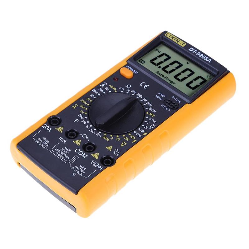 DT9205 LCD Digital Multimeter Voltmeter 1999 Backlight AC/DC Ammeter Voltmeter Ohm Tester Meter Current Capacitance Tester