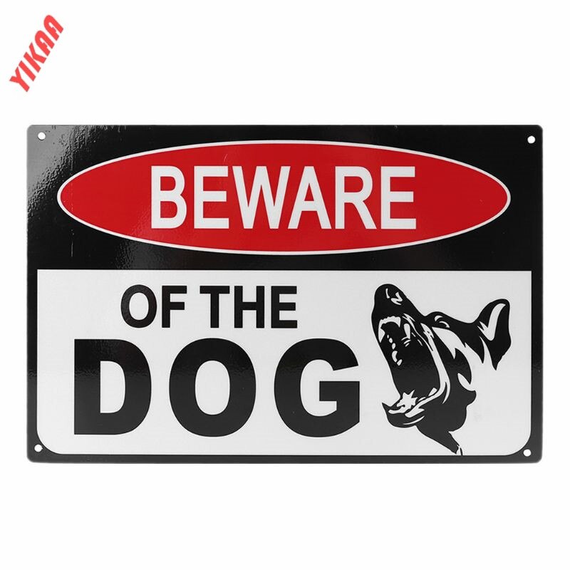 Indoor Outdoor Use 30x20cm 11.8x7.8 Inches Aluminum Beware of Dog Sign Indicator for Fence Gates Wall Guard Dog Signs