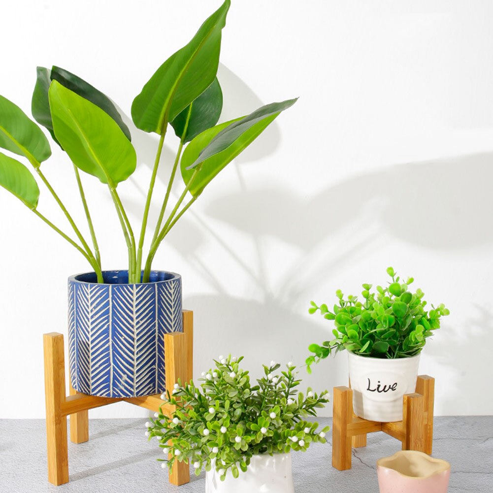 Portable Wooden Planter Pot Holder Strong Free Standing Bonsai Holder House Balcony Garden Office Display Plant Stand Shelf
