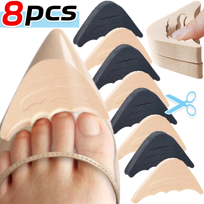 Botas con almohadilla para el antepié de tacón alto para mujer, medias plantillas acolchadas, reducen el tamaño del zapato, almohadilla para el pie, insertos protectores ligeros para zapatos