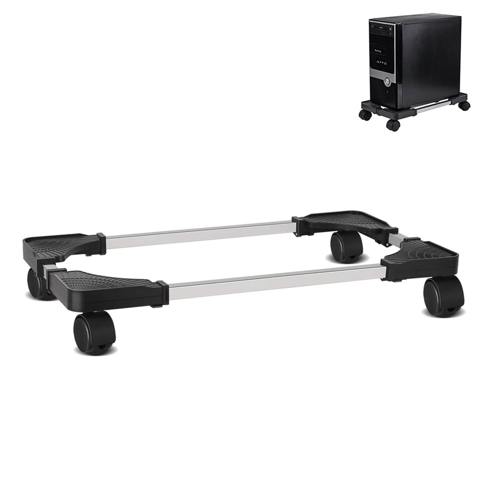Computer Towers Stand Cart Mobile Adjustable Computer CPU Holder With Locking Caster Wheels For Computer Cases PC Black