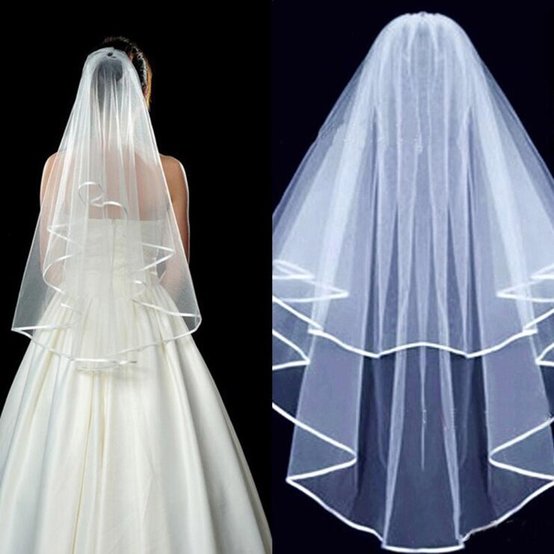 Latest Cheap Bridal Wedding Veils White 1.5m Bride Veils Satin Edge One Layer Wedding Accessory On