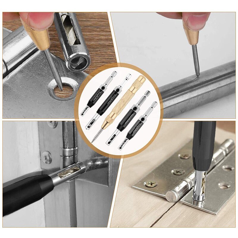 jeu de trépans de carottage à charnière auto-centrante (16 pièces) avec poinçon central automatique (1PC) pour le travail du bois