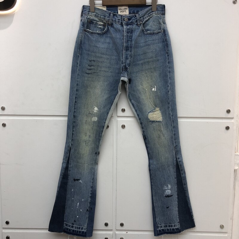 Galerij dept stiksels bootcut jeans denim mannen vrouwen schade gat distressed galerij dept broek mannen jeans broek