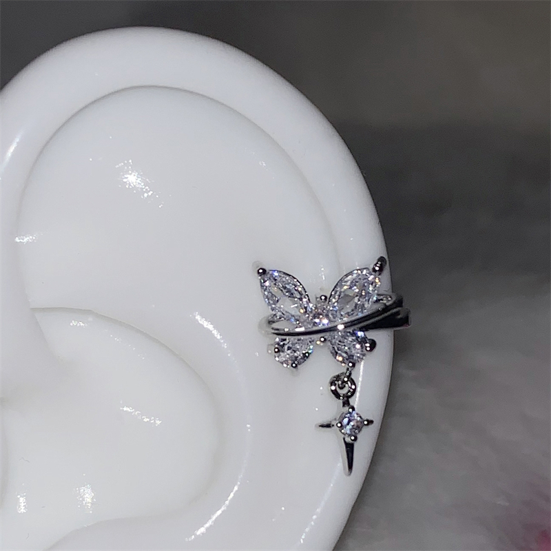 1 stücke glänzend Kreuz Blau Zirkon 316L Edelstahl Ohr Knochen Nagel Y2K Silber Farbe Ohrring für Frauen Cochlea zubehör