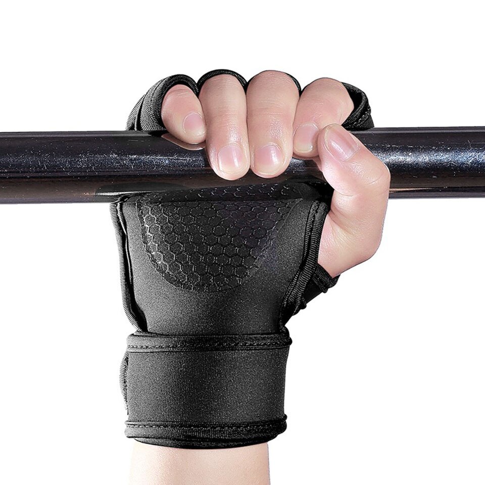 Loogdeel treningsstudio Fitness hansker håndflate beskytter med håndleddet pakke inn støtte crossfit trening kroppsbygging kraft vektløfting hanske