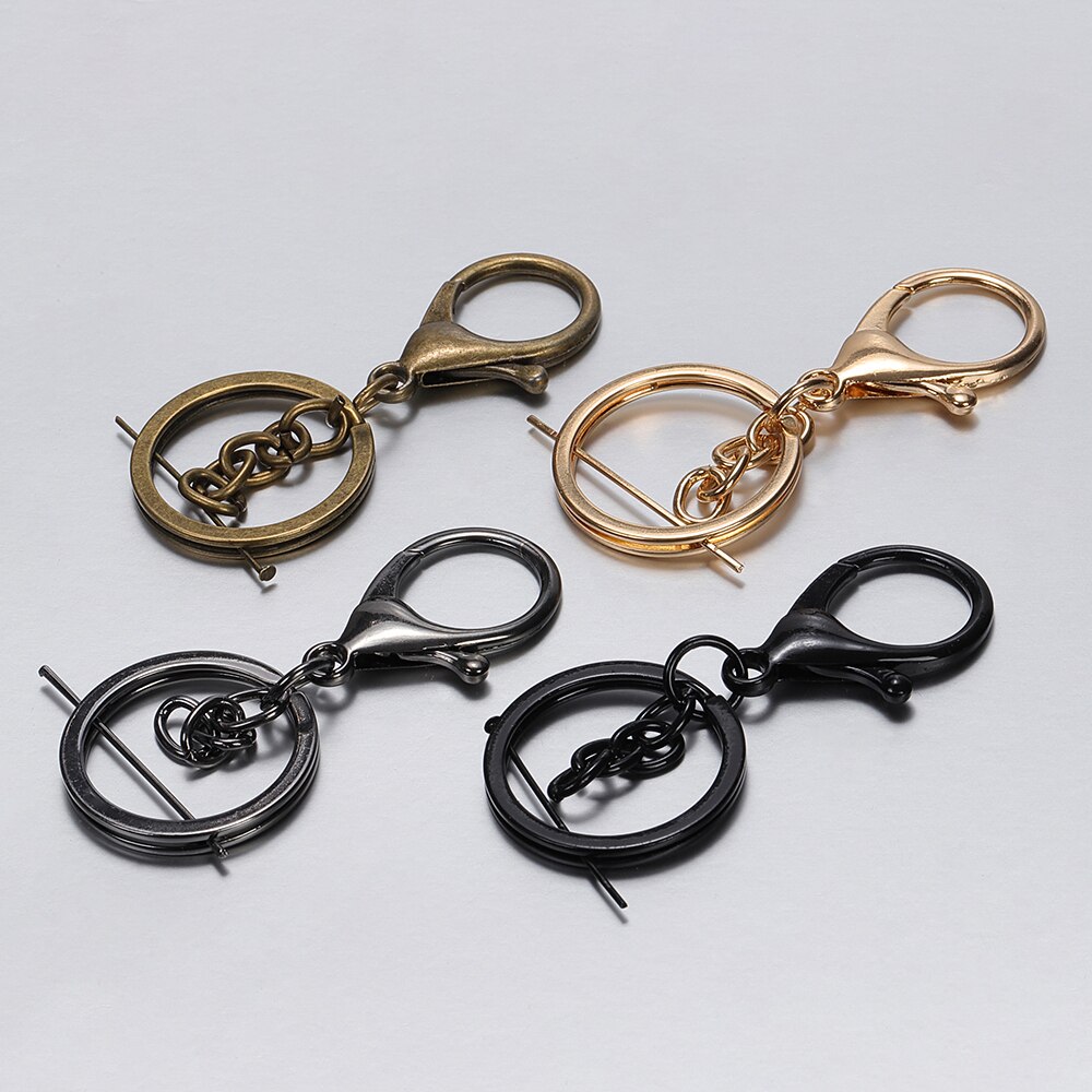 10pcs 30mm Dividir Key Ring Ródio/Bronze Antigo Clássico Fecho Da Lagosta Chave Gancho Cadeia Para Fazer Jóias DIY Chaveiro Suprimentos