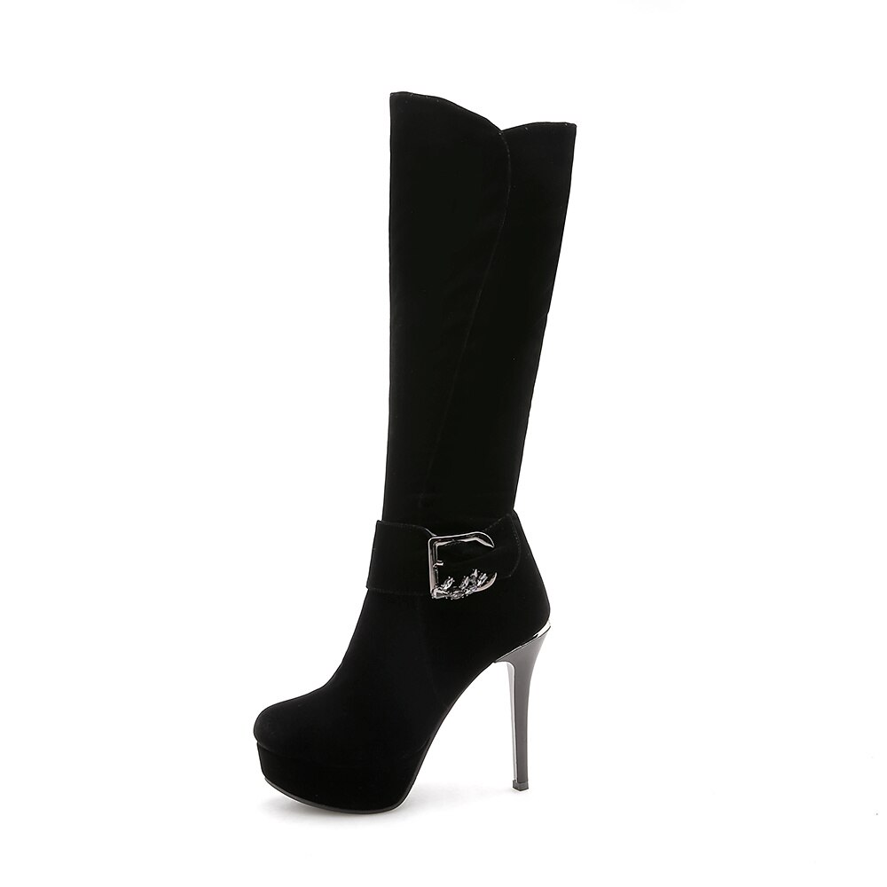 QZYERAI, nueva otoño , botas sobre las rodillas con tacón alto para mujer, botas termales de terciopelo para mujer, cremalleras, zapatos de mujer a la , talla 34-42