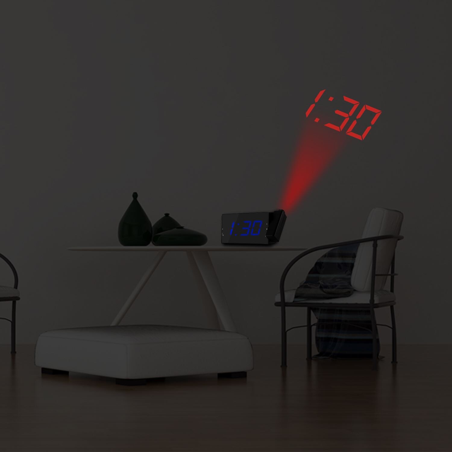 Usb projektionsväckarklocka led display tid digital väckarklocka med roterbar projektor dubbelt larm fm radio snooze funktion