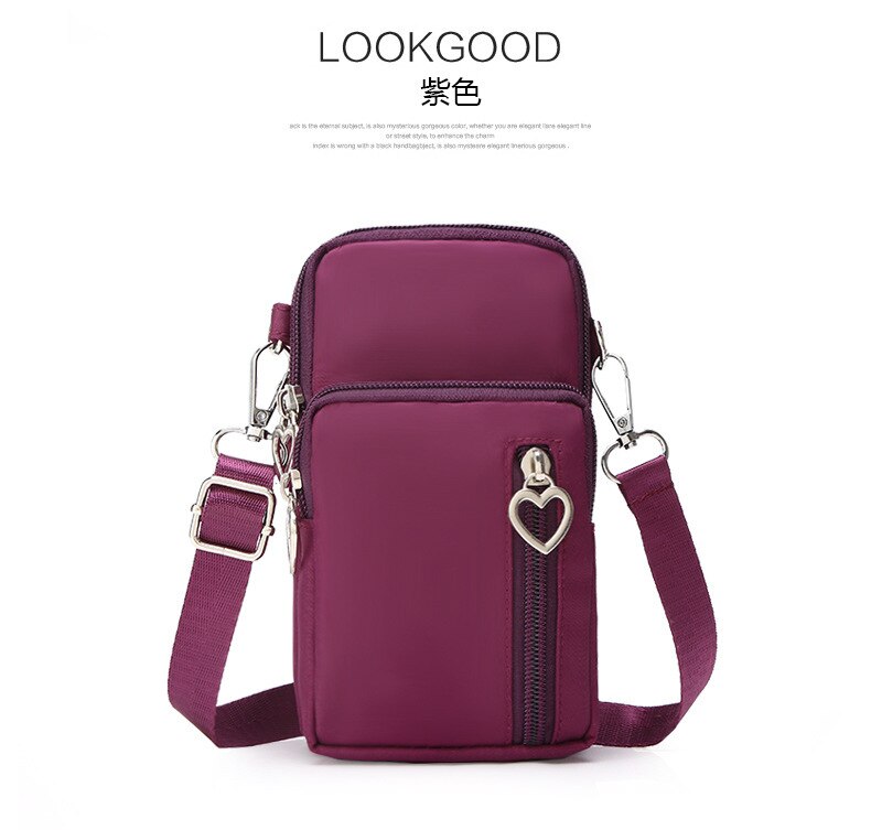 You Se-bandolera pequeña para mujer, bolso de hombro multifunción, Diagonal, para teléfono móvil, auriculares para el exterior, bolsa de brazo deportivo: Pure purple large