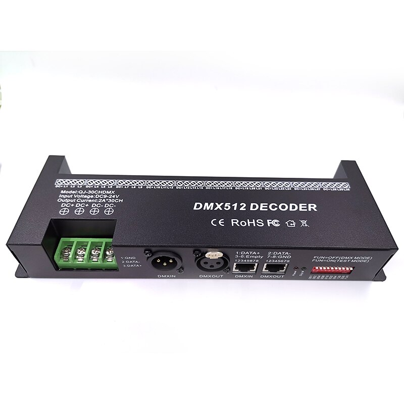 30 Kanaals Rgb DMX512 Decoder Led Strip Controller 60A Dmx Dimmer Pwm Driver Input DC9-24V 30CH Dmx Decoder Licht Controle