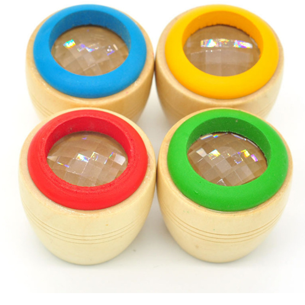 Niet giftig Kleine Multi Prisma Houten Caleidoscoop Kleurrijke Wereld Grappige Observatie Speelgoed Bee Eye Effect Kids Duurzaam Magical