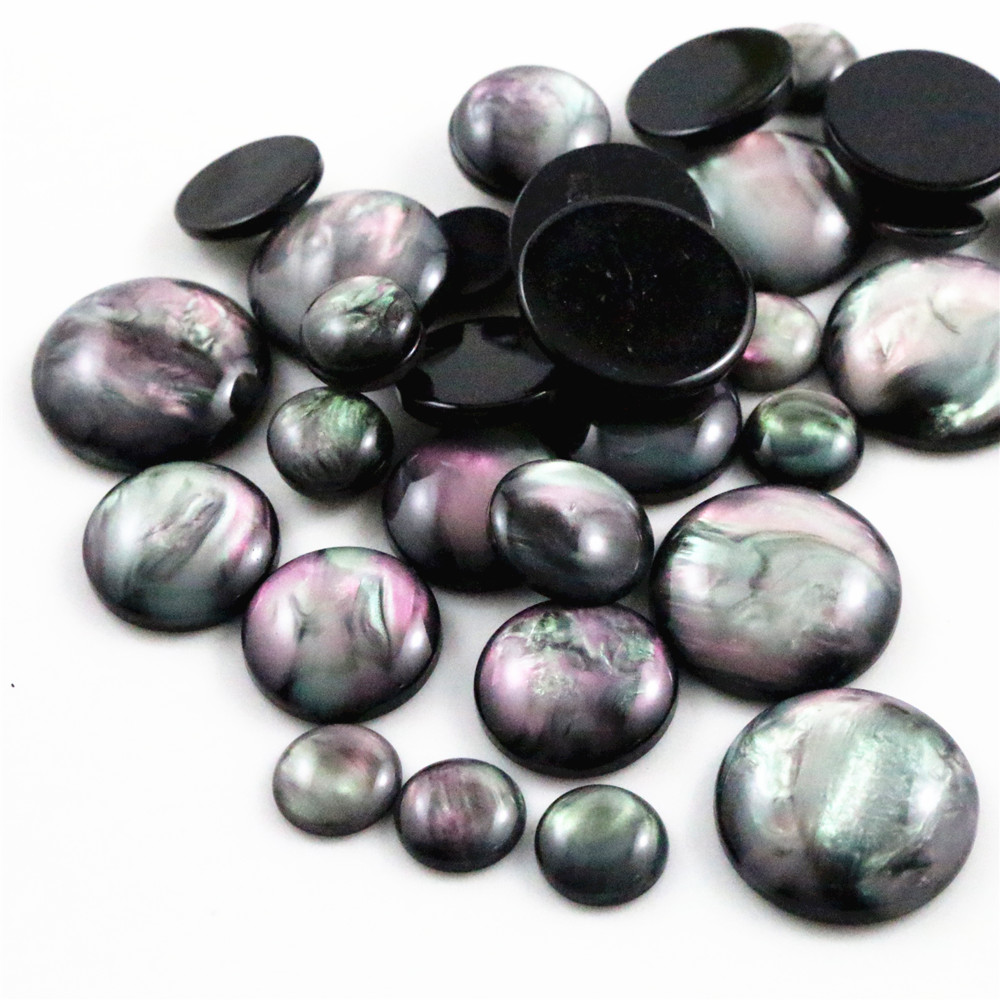 8 millimetri 10mm 12mm 14 millimetri 16 millimetri 18 millimetri 20 millimetri 7 Stile di Formato 20 pz/lotto Nero shell di Colore Posteriore Piana Cabochons Della Resina Del Cammeo