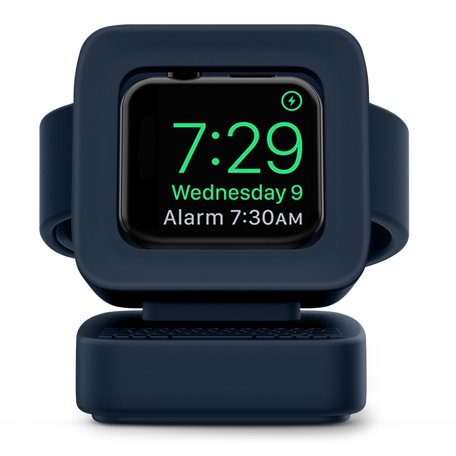 Mapuce oplader stativmonteret silikone dock holder til apple watch serie 3/2/1 opladerkabel til apple iwatch serie 42mm/38mm: Midnatblåt