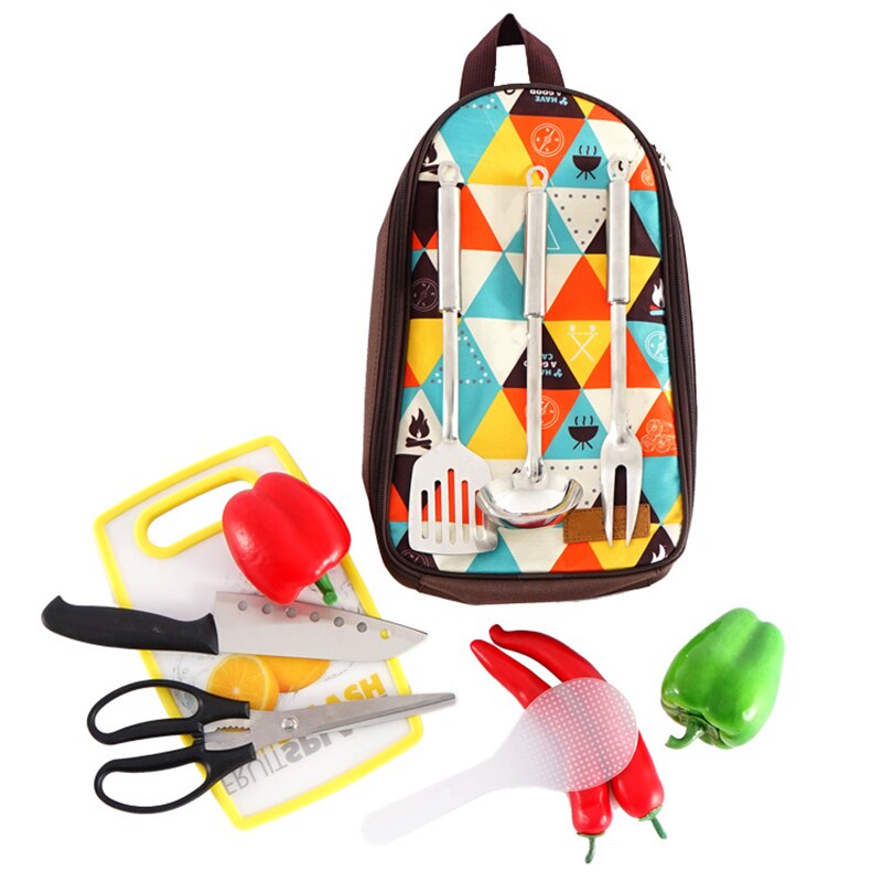 7pcs/set Camping Kitchenware Set Barbecue Tool Set Portable Cookware Barbecue Kit for Outdoor Travel Camping UND