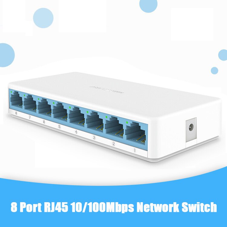 5/8 Poorten High Speed Mini LAN Switch Netwerk Switch RJ45 Mini Fast Ethernet Switch Netwerk Hub Splitter 10/100 mbps Voor Monitor: WHITE