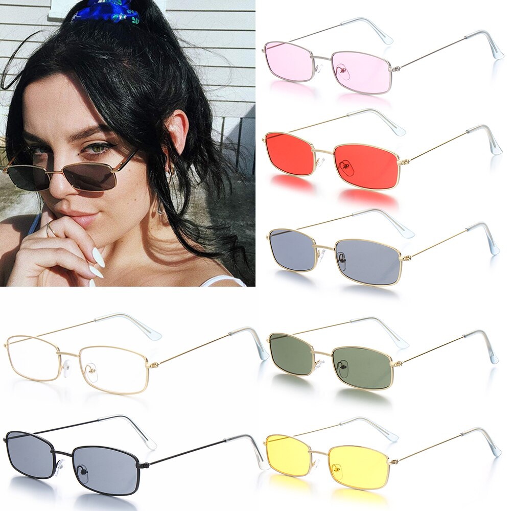 Small Retro Shades Rectangle Sunglasses Unisex Steampunk Candy Colors UV400 Sun Glasses Metal Frame Hiking Accessories
