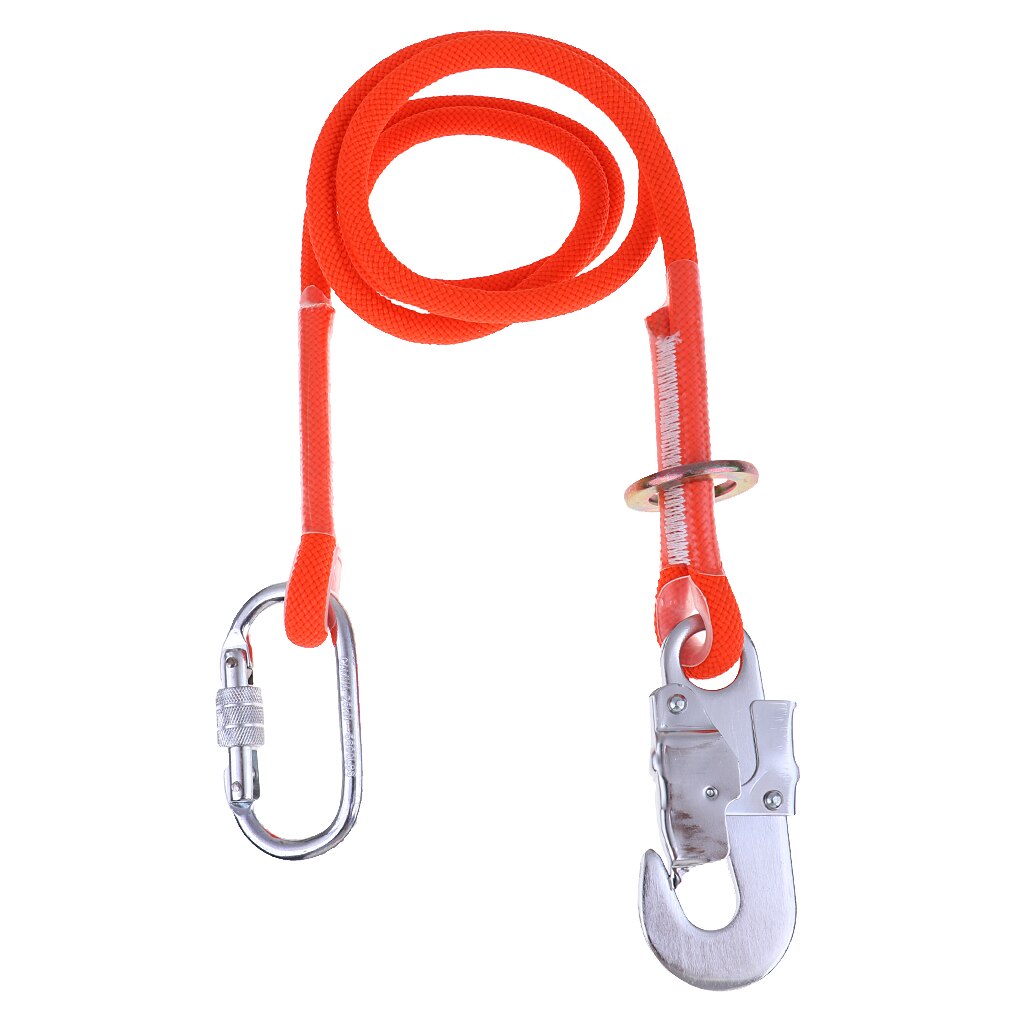 Safety Lanyard Outdoor Climbing Harness Belt Fall Protection Rope with Carabiners Single / Dual Leg Outdoor Climbing Accessories: 1.6m M