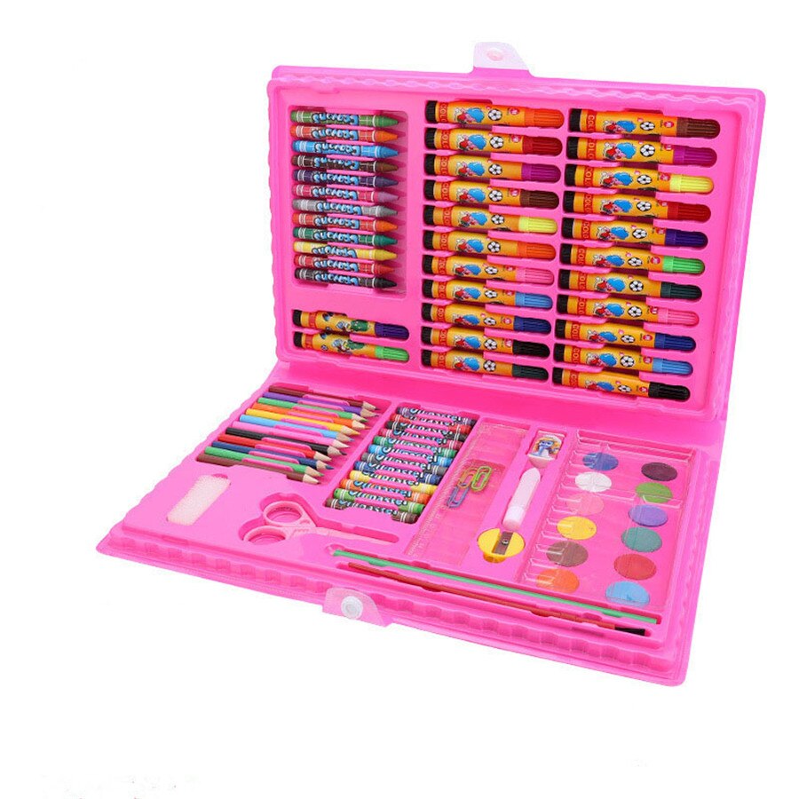 86 stk / sæt farvet blyant kunstner kit maleri malingsværktøj sæt tegning legetøj børnehave forsyninger maleri farveblyant piger: Lyserød