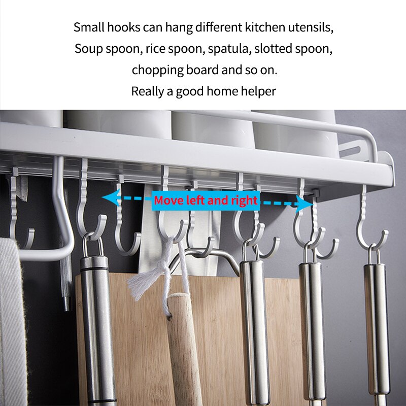 Non-perforating space aluminum knife rack aluminum side rail multi-functional seasoning kitchen utensils storage rack