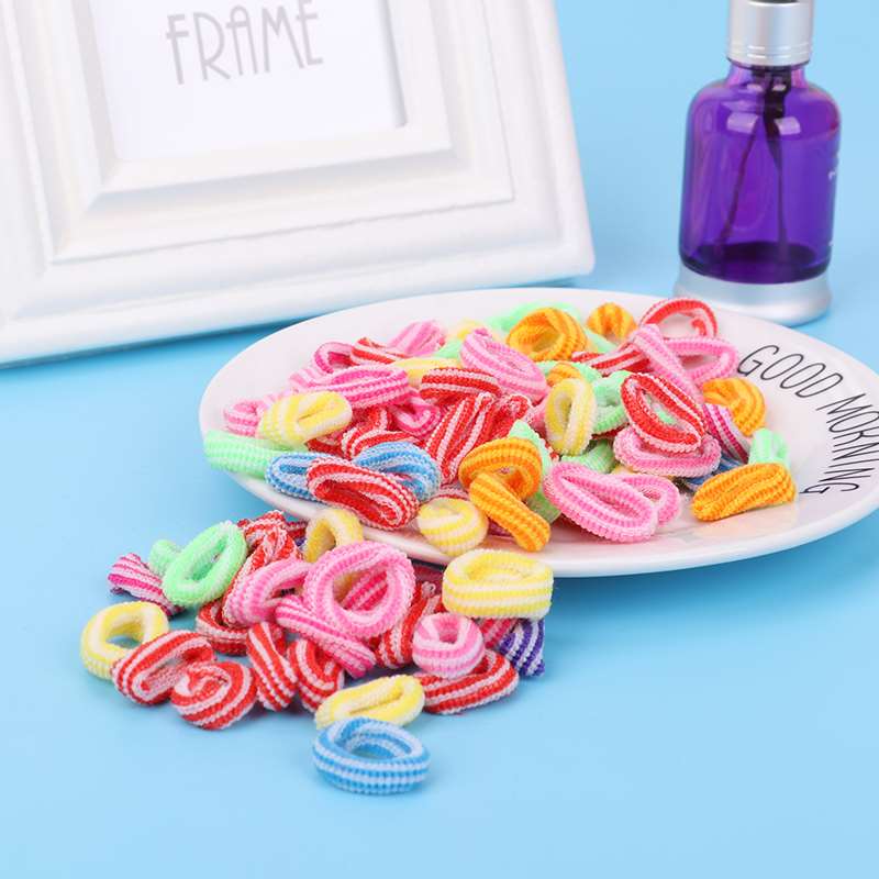100Pcs Meisjes 1.5Cm Kleurrijke Kleine Ring Elastische Haarbanden Paardenstaart Houder Elastiekjes Chouchou Kids Haar Accessoires