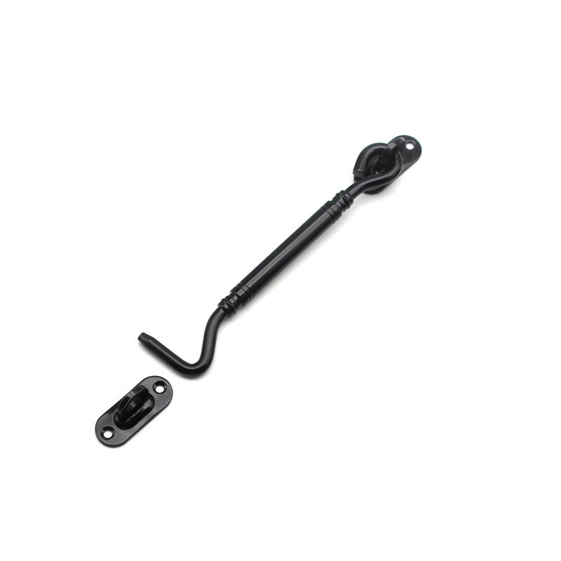 4/6/8 Inch Stainless Steel Hook Lock Sliding Door Universal Buckle Lock Cabin Barn Hook Door Latch Lock Hook Window Catch Hook: 6inch black