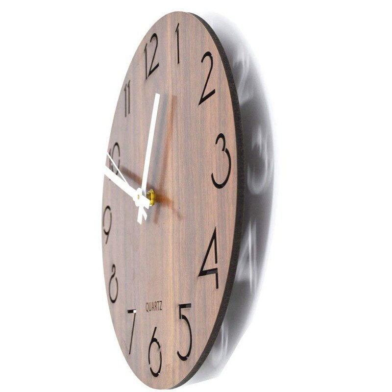 Reloj de pared de 12 pulgadas, reloj de pared redondo decorativo de madera, con de números arábigos Vintage, estilo rústico tuscano