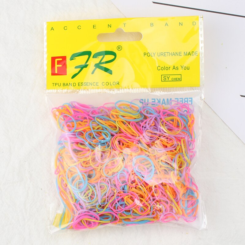 1000 Pcs 1Cm Schattig Meisje Kleurrijke Wegwerp Elasticiteit Rubberen Band Haar Band Paardenstaart Hoofd Touw Haar Ring Kind Haar accessoires: Style-1