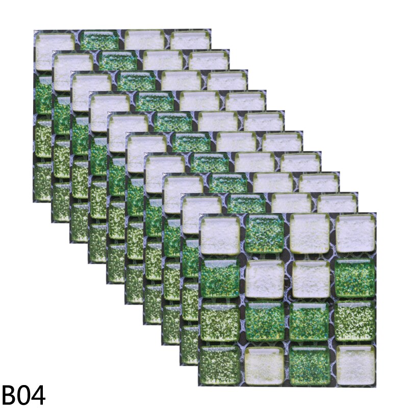 10pcs 10cm Mosaic Wall Tile Waterproof Self Adhesive Stickers for Home Bathroom PVC Tile Decal Kitchen Wall Sticker Art Decorate: B04