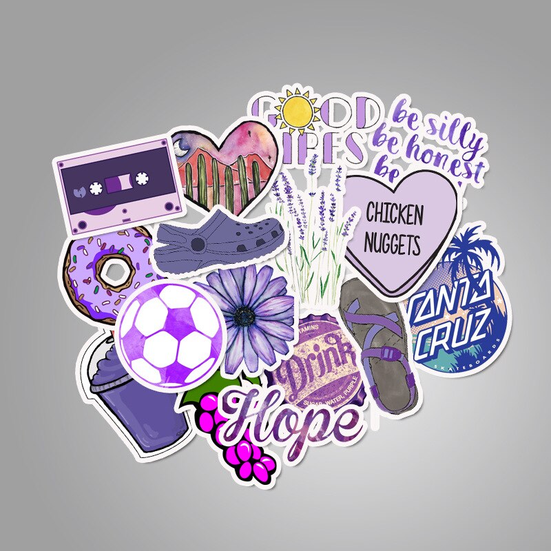 50pcs Cartoon Vsco Girls Stickers Purple Sticker Kids Decals for DIY Car Laptop PC Guitar Notebook Luggage Skateboard Decoration