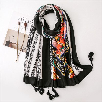 Écharpe pour femme, châles et écharpes chauds, doux et longs, style ethnique, imprimé, étoles de plage, écharpe hijab douce et chaude: 12