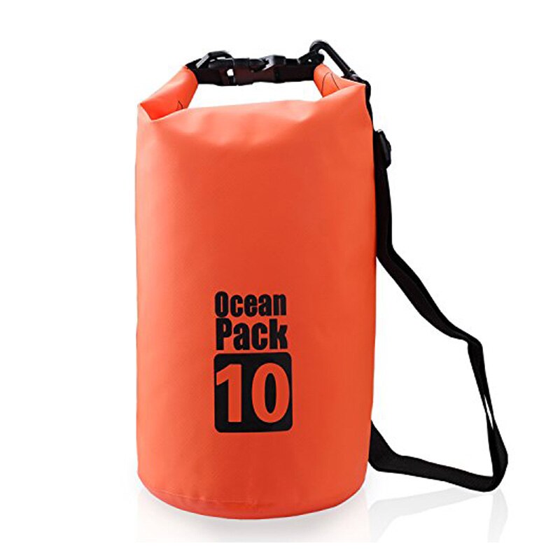 Vattentät torr väska utomhus roll top kompressionssäck ocean pack ryggsäck för kajakpaddling strand forsränning båtliv camping fiske simma: Orange 10l