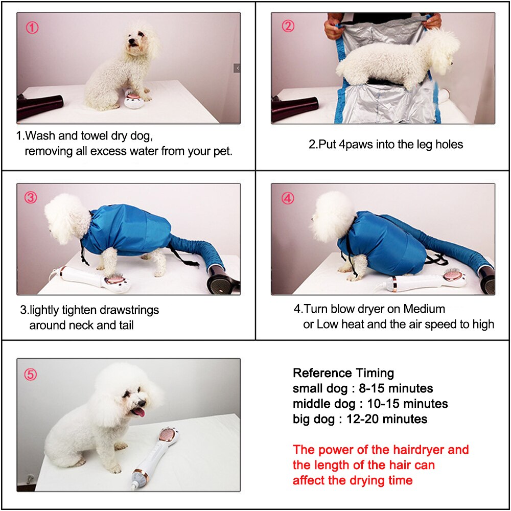 Borsa per toelettatura Quik asciugatura cani pieghevoli asciugacapelli borsa per soffiaggio accessori per la pulizia del cane borsa per asciugare animali domestici portatile
